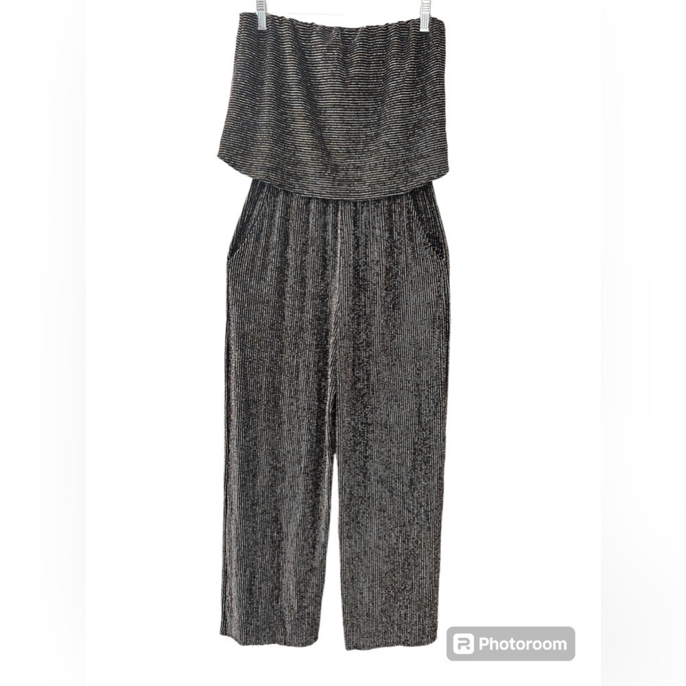 Gypsies & Moondust Women’s Black metallic silver & gold accents jumpsuit S